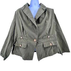 Bloom Chic Blazer Olive Green With Gold Buttons‎ Lightweight